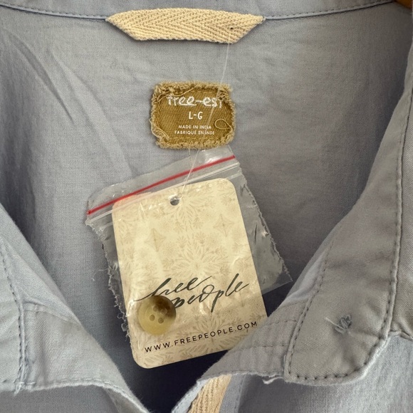 NWT Free People Free-Est Misha Gray Dawn Mini Dress Button-Front SIZE Large - Picture 4 of 8